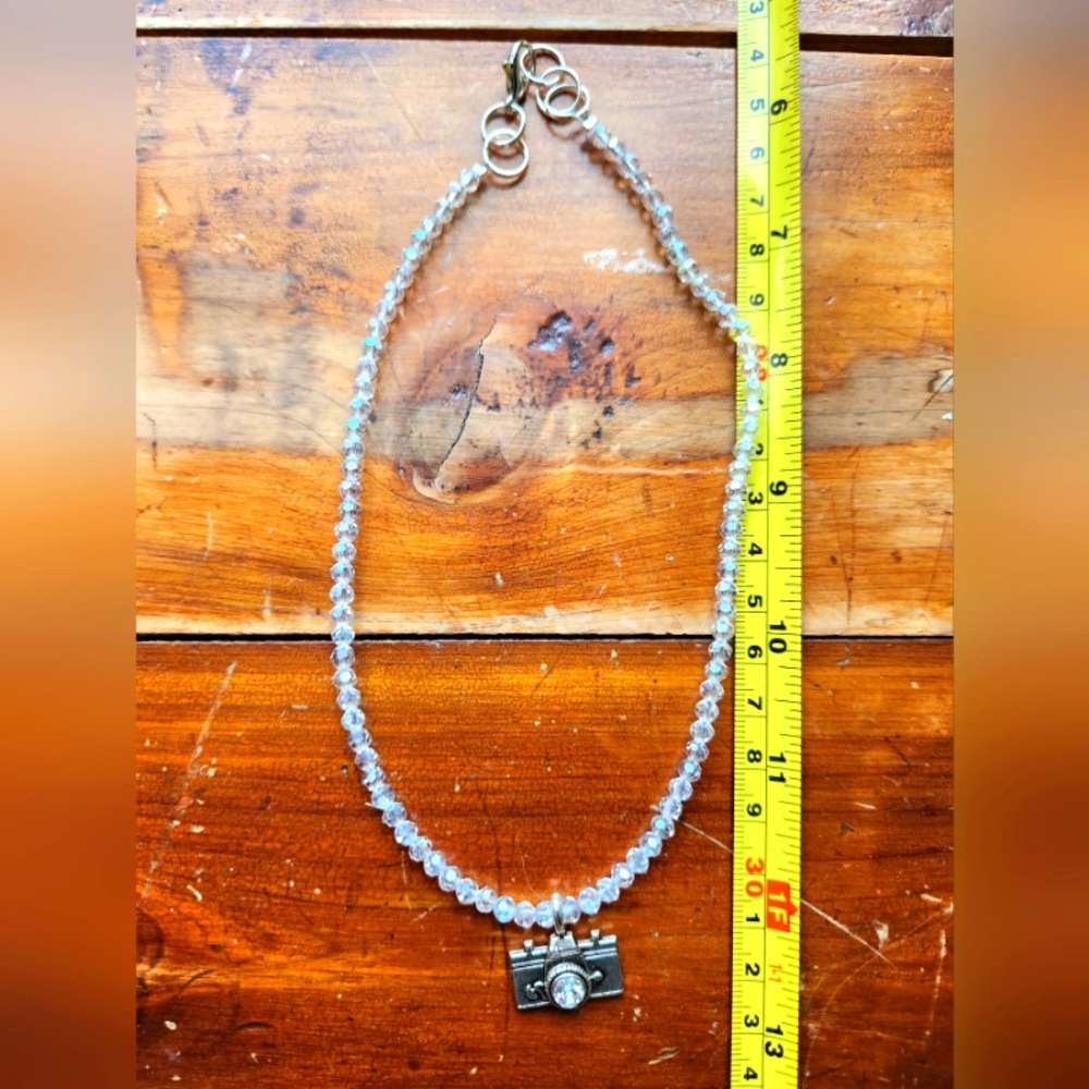 📸 Silvertone Camera Pendant W/Crystal Necklace 📷 - Picture 11 of 16